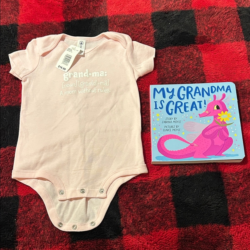 Baby Girls Grandma onesie and book